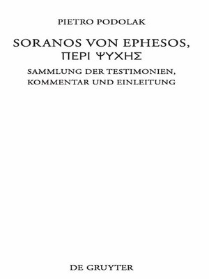 cover image of Soranos von Ephesos, Peri psyches